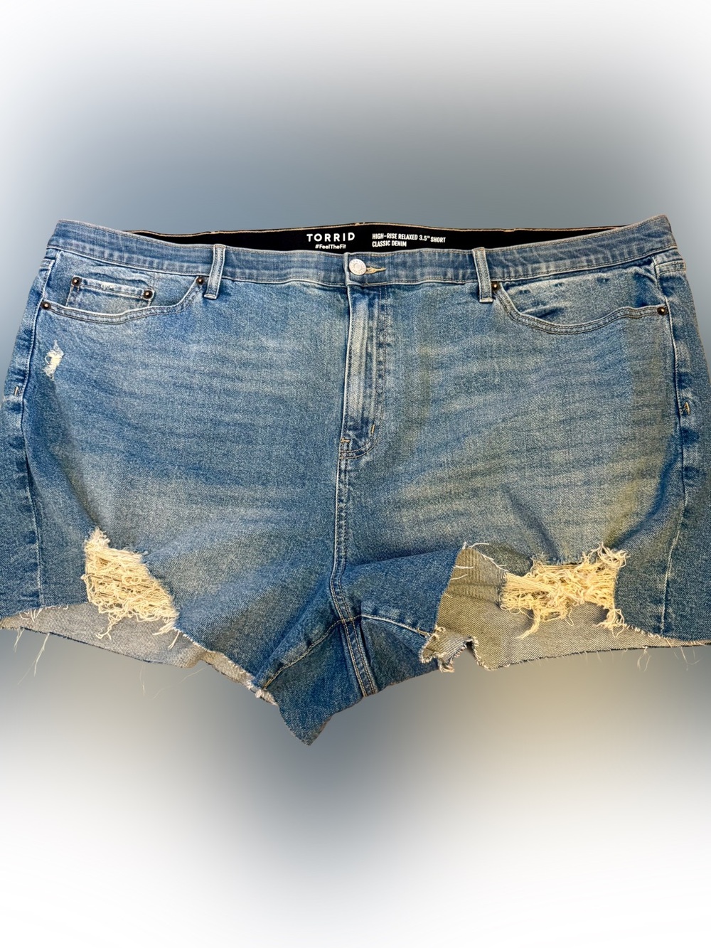 torrid Blue Distressed Denim Shorts
